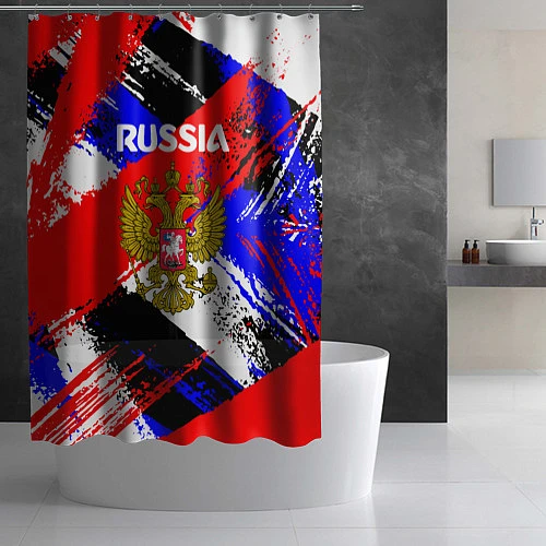 Шторка для ванной Russia Геометрия патриотизм / 3D-принт – фото 2
