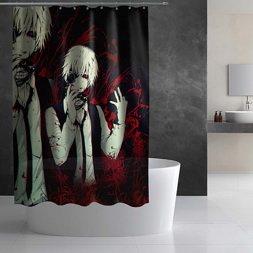Шторка для ванной Токийский Гуль и Брызги Аниме Ghoul / 3D-принт – фото 2