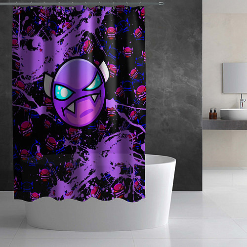 Шторка для ванной Геометри Дэш фиолетовый Geometry Dash / 3D-принт – фото 2