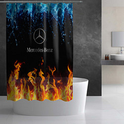 Шторка для душа Mercedes-Benz: Вода и Огонь, цвет: 3D-принт — фото 2