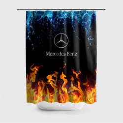 Шторка для душа Mercedes-Benz: Вода и Огонь, цвет: 3D-принт