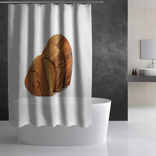 Шторка для ванной Сердечки из дерева / 3D-принт – фото 2