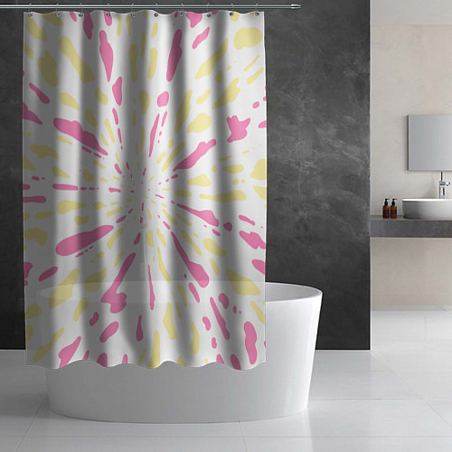 Шторка для ванной Розовый с желтым принт тай-дай / 3D-принт – фото 2