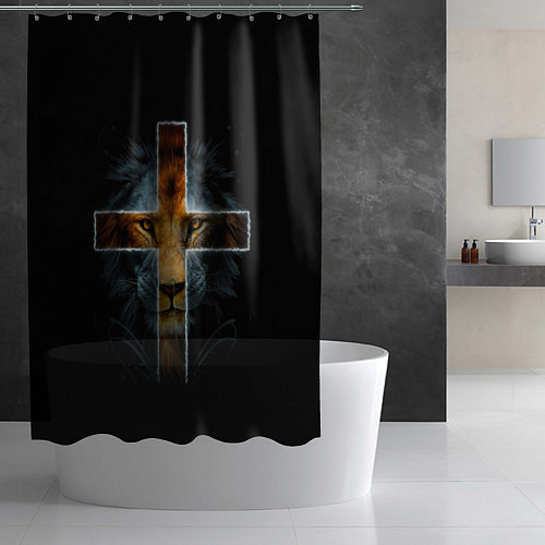 Шторка для ванной ЛЕВ И КРЕСТ / 3D-принт – фото 2