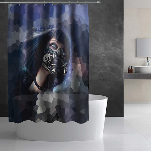 Шторка для ванной Девушка в кибер-маске / 3D-принт – фото 2