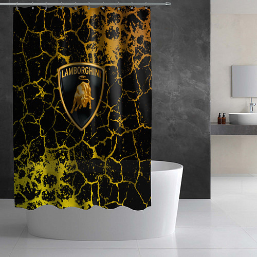 Шторка для ванной Lamborghini золотые трещины / 3D-принт – фото 2
