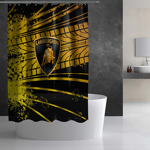 Шторка для ванной Lamborghini - Следы от шин / 3D-принт – фото 2