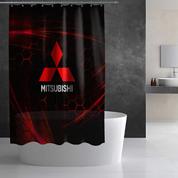Шторка для душа Mitsubishi красные соты, цвет: 3D-принт — фото 2