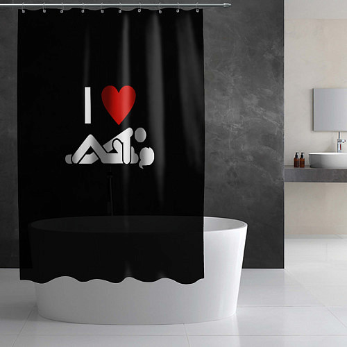 Шторка для ванной Я Люблю / 3D-принт – фото 2