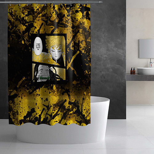 Шторка для ванной Клинок, рассекающий демонов Зеницу, Незуко / 3D-принт – фото 2