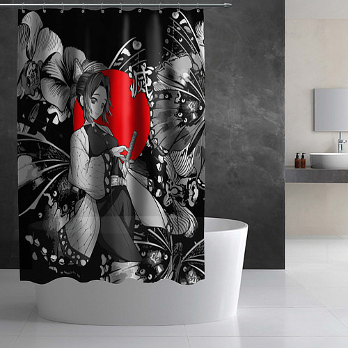 Шторка для ванной Шинобу Кочо - бабочка / 3D-принт – фото 2