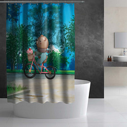 Шторка для душа Медведь на велосипеде, цвет: 3D-принт — фото 2