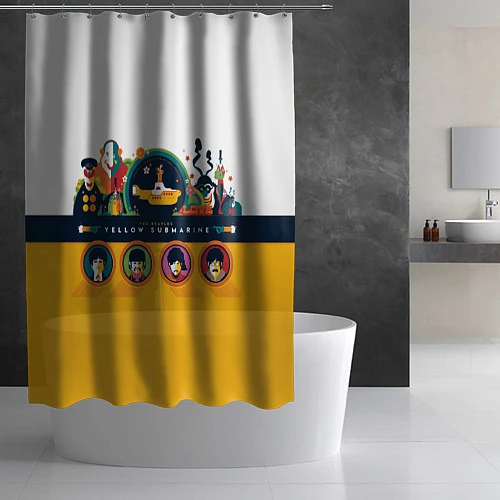 Шторка для ванной Yellow Submarine Мультфильм 3D / 3D-принт – фото 2