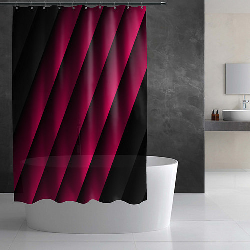 Шторка для ванной Red Stripe 3D Красные полосы / 3D-принт – фото 2