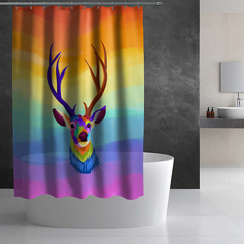 Шторка для ванной Олень Красочный / 3D-принт – фото 2