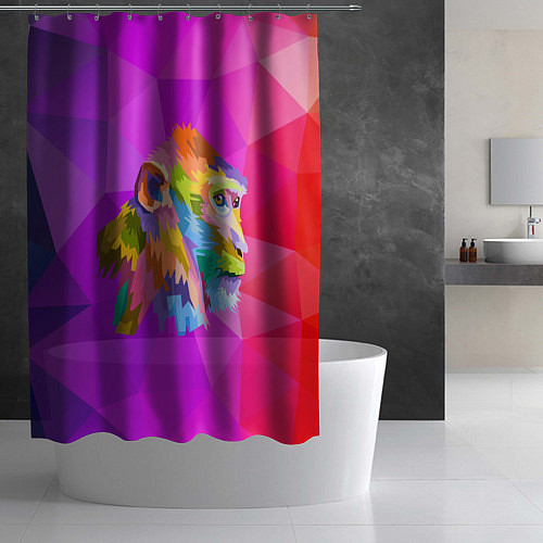 Шторка для ванной Цветная обезьяна Color monkey / 3D-принт – фото 2