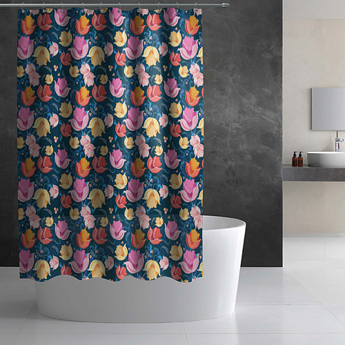 Шторка для ванной Поле цветов / 3D-принт – фото 2