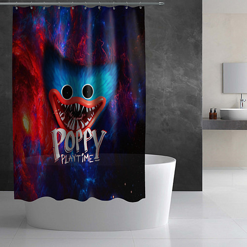 Шторка для ванной ХАГИ ВАГИ В КОСМОСЕ POPPY PLAYTIME SPACE / 3D-принт – фото 2