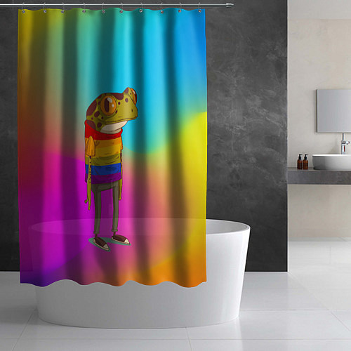 Шторка для ванной Радужная лягушка Rainbow Frog / 3D-принт – фото 2