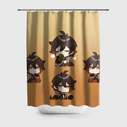 Шторка для душа Zhongli Chibi Genshin, цвет: 3D-принт
