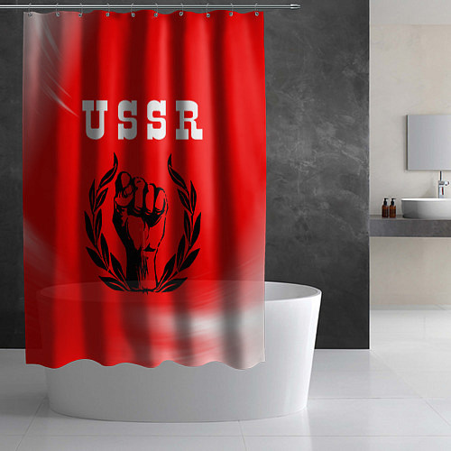 Шторка для ванной USSR - КУЛАК Космос / 3D-принт – фото 2