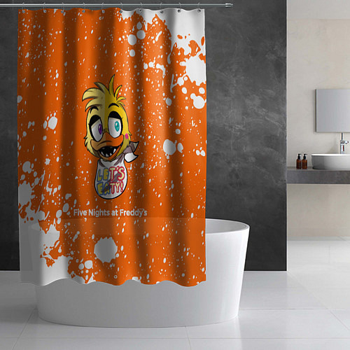 Шторка для ванной ФНАФ - ЧИКА Краска / 3D-принт – фото 2