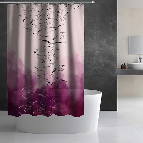 Шторка для ванной Птицы на небе / 3D-принт – фото 2