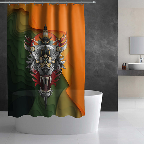Шторка для ванной Голова самурайского тигра / 3D-принт – фото 2