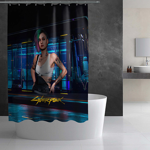 Шторка для ванной Judy Джуди Cyberpunk 2077 / 3D-принт – фото 2