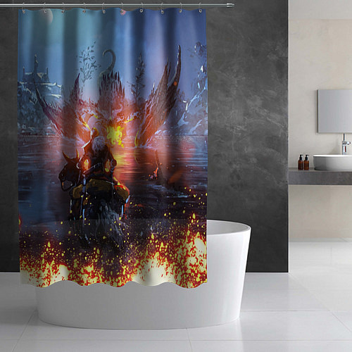 Шторка для ванной ELDEN RING БИТВА С ДРАКОНОМ / 3D-принт – фото 2