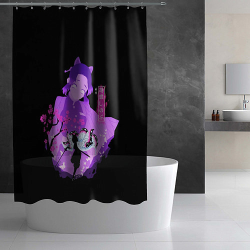 Шторка для ванной Шинобу Кочо силуэт Клинок рассекающего демонов / 3D-принт – фото 2