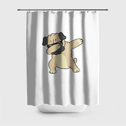Шторка для душа Дэббинг дог мопс, Dabbing dog, цвет: 3D-принт