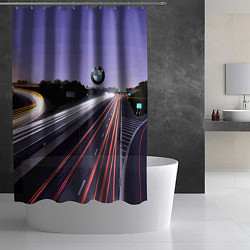 Шторка для душа BMW Ночная трасса, цвет: 3D-принт — фото 2