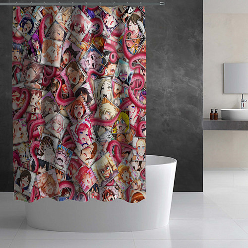 Шторка для ванной Ахегао с щупальцами в цвете / 3D-принт – фото 2