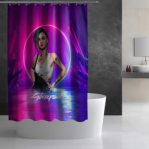 Шторка для ванной Judy Джуди Cyberpunk2077 / 3D-принт – фото 2