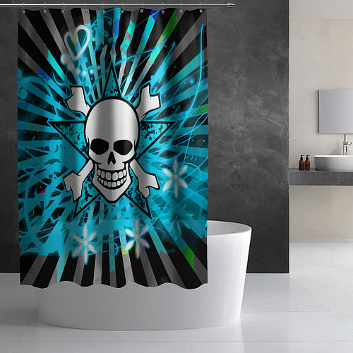 Шторка для ванной Neon Skull / 3D-принт – фото 2