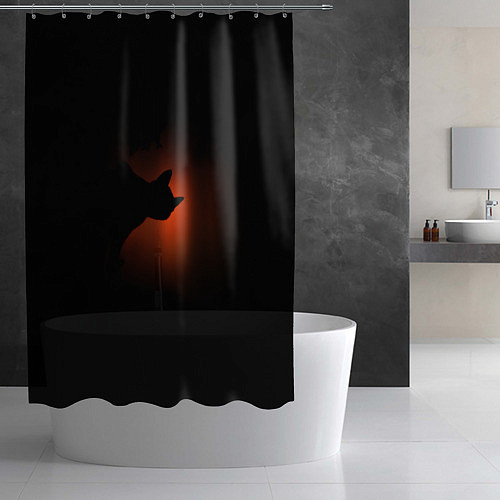 Шторка для ванной Кошка и закат / 3D-принт – фото 2