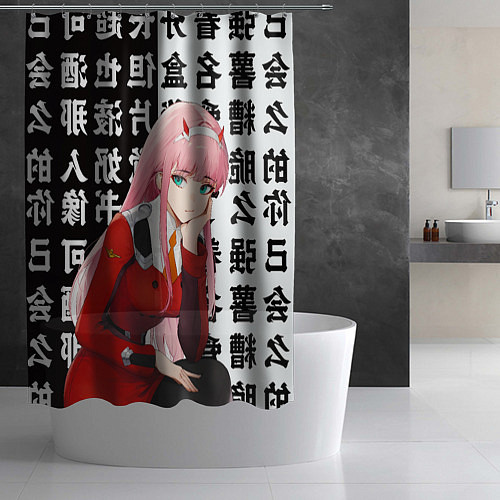 Шторка для ванной Ноль два Любимый во франксе Zero Two / 3D-принт – фото 2
