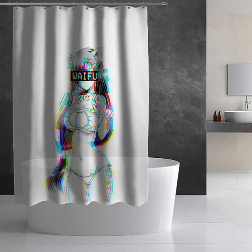Шторка для ванной Кошкодевочка Waifu / 3D-принт – фото 2