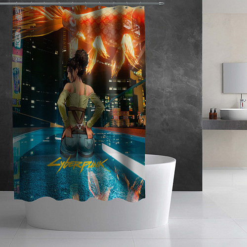 Шторка для ванной Panam сзади Cyberpunk2077 / 3D-принт – фото 2