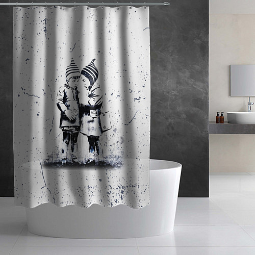 Шторка для ванной BANKSY БЭНКСИ дети / 3D-принт – фото 2