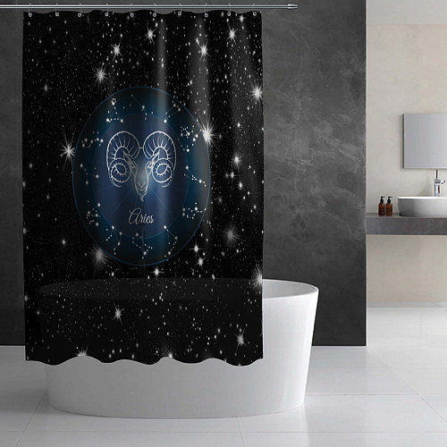 Шторка для ванной Овен Aries по гороскопу 3D / 3D-принт – фото 2