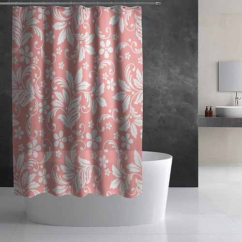 Шторка для ванной Белый цветочный узор / 3D-принт – фото 2
