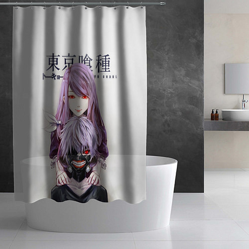Шторка для ванной Канеки и Ризе Tokyo ghoul / 3D-принт – фото 2