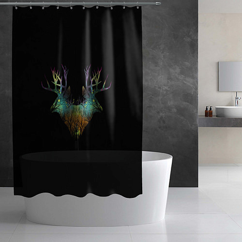 Шторка для ванной Душа природы - олени / 3D-принт – фото 2