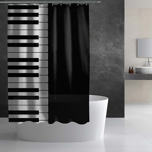 Шторка для ванной Черно-Белое Пианино Piano / 3D-принт – фото 2
