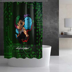 Шторка для душа Judy art cyberpunk 2077, цвет: 3D-принт — фото 2