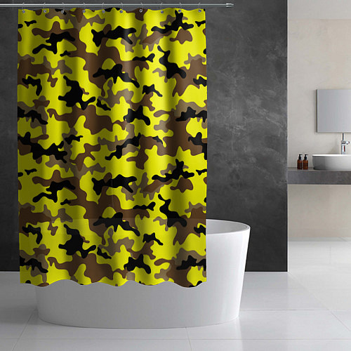 Шторка для ванной Камуфляж Жёлто-Коричневый / 3D-принт – фото 2