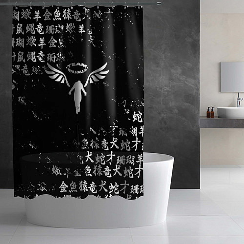 Шторка для ванной WALHALLA TEAM BLACK WHITE ЛОГО ТОКИЙСКИЕ МСТИТЕЛИ / 3D-принт – фото 2