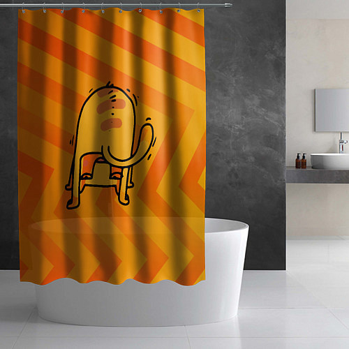 Шторка для ванной Рыжий кот вверх тормашками / 3D-принт – фото 2